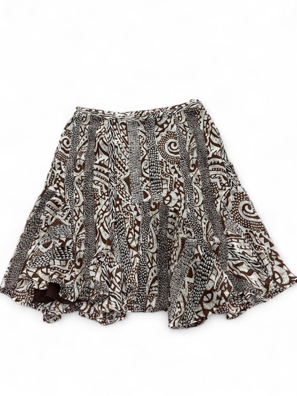 Ruby Rd. Brown & White Patterned Circle Skirt
